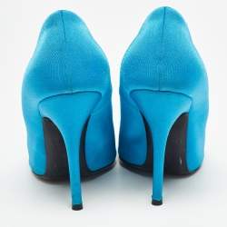 Balenciaga Navy Blue Fabric Knife Pointed Toe Pumps Size 39