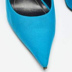 Balenciaga Navy Blue Fabric Knife Pointed Toe Pumps Size 39