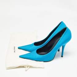 Balenciaga Navy Blue Fabric Knife Pointed Toe Pumps Size 39