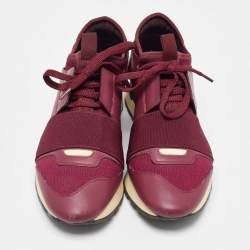 Pre Owned حذاء رياضي بالنسياغا رايس رونر جلد و قماش بورغندي مقاس 36