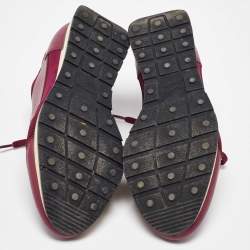 Pre Owned حذاء رياضي بالنسياغا رايس رونر جلد و قماش بورغندي مقاس 36