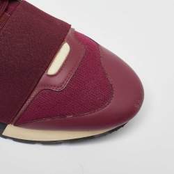 Pre Owned حذاء رياضي بالنسياغا رايس رونر جلد و قماش بورغندي مقاس 36