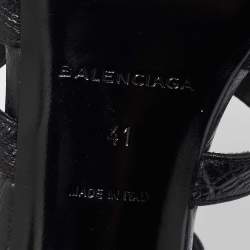 Pre Owned Balenciaga Black Leather Studded Ankle Strap Sandals Size 41