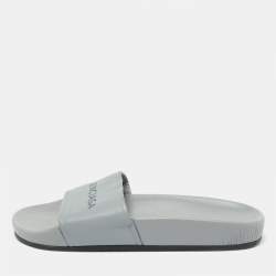 Balenciaga Grey Leather Flat Slides Size 35