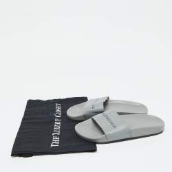 Balenciaga Grey Leather Flat Slides Size 35