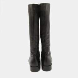 Balenciaga Black Leather Knee Length Boots Size 39