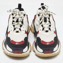 Balenciaga Multicolor Faux Leather and Mesh Triple S Low Top Sneakers 37