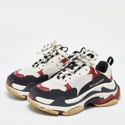 Balenciaga Multicolor Faux Leather and Mesh Triple S Low Top Sneakers 37