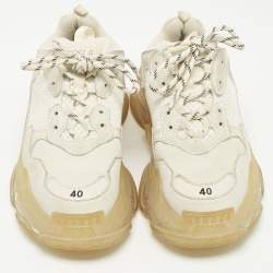 Balenciaga Grey Mesh and Nubuck Leather Triple S Clear Low Top Sneakers Size 40