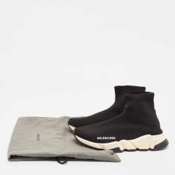 Balenciaga Black Knit Fabric Speed Trainer High Top Sneakers Size 38