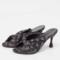 Balenciaga Black Canvas Slide Sandals Size 37