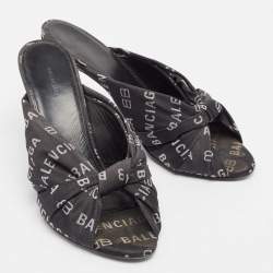 Balenciaga Black Canvas Slide Sandals Size 37