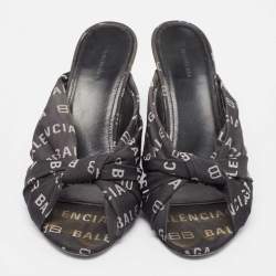 Balenciaga Black Canvas Slide Sandals Size 37