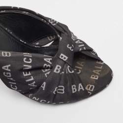 Balenciaga Black Canvas Slide Sandals Size 37