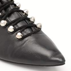 Balenciaga Black Leather Pointed Toe Lace Up Ankle Length Boots Size 36.5