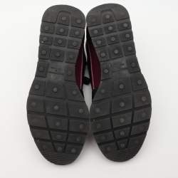 Pre Owned Balenciaga Purple Knit Fabric and Leather Race Runner Sneakers Size 36