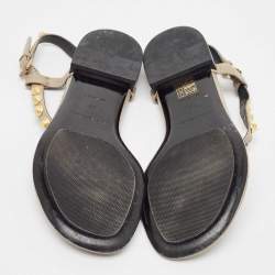 Pre Owned Balenciaga Brown Leather Arena Ankle Strap Flats Size 38
