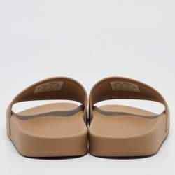 Balenciaga Light Brown Rubber Embossed Logo Slides Size 37