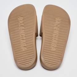 Balenciaga Light Brown Rubber Embossed Logo Slides Size 37