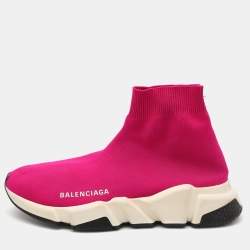 Balenciaga Pink Knit Fabric Speed Trainer Sneakers Size 36