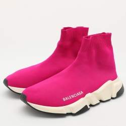 Balenciaga Pink Knit Fabric Speed Trainer Sneakers Size 36