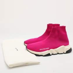 Balenciaga Pink Knit Fabric Speed Trainer Sneakers Size 36