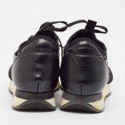 Balenciaga Black Fabric and Leather Race Runner Lace Up Sneakers Size 38