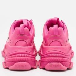 مملوكة مسبقًا Balenciaga Pink Leather Triple S Lace Up Sneakers Size 36