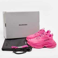 مملوكة مسبقًا Balenciaga Pink Leather Triple S Lace Up Sneakers Size 36