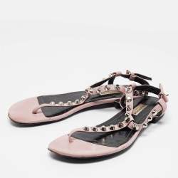 Balenciaga Beige Leather Arena Flat Sandals Size 38