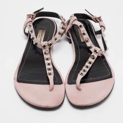 Balenciaga Beige Leather Arena Flat Sandals Size 38