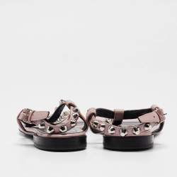 Balenciaga Beige Leather Arena Flat Sandals Size 38