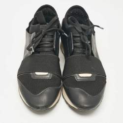 Balenciaga Black Fabric and Leather Race Runner Low Top Sneakers Size 39