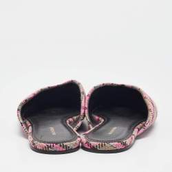 Balenciaga Pink/Brown Plaid Canvas Knife Flat Mules Size 36