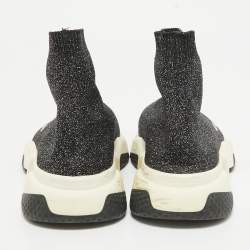 Balenciaga Black/Silver Fabric Speed Trainer High Top Sneakers Size 39