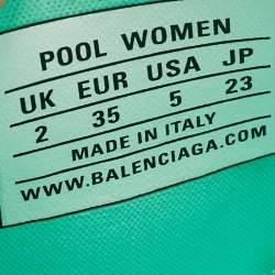 Pre Owned Balenciaga Blue Rubber Pool Slides Size 35