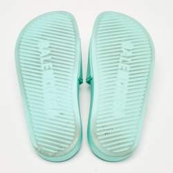 Pre Owned Balenciaga Blue Rubber Pool Slides Size 35