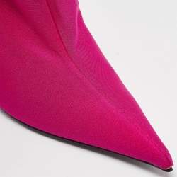 Pre Owned Balenciaga Pink Satin Knife Knee Length Boots Size 39