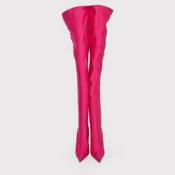 Pre Owned Balenciaga Pink Satin Knife Knee Length Boots Size 39