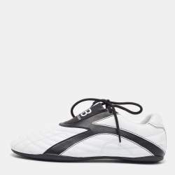 Balenciaga White/Black Leather Zen Low Top Sneakers Size 38