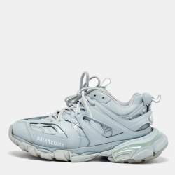 Balenciaga Pale Blue Faux Leather Track Lace Up Sneakers Size 37