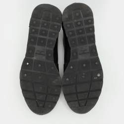 Pre Owned Balenciaga Black Patent Leather and Fabric Race Runner Low Top Sneakers Size 39