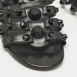 Pre Owned Balenciaga Black Arena Flat Slides Size 38