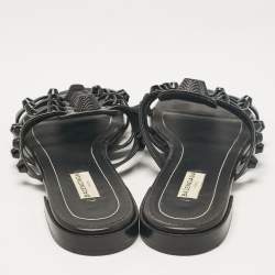 Pre Owned Balenciaga Black Arena Flat Slides Size 38