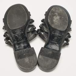 Pre Owned Balenciaga Black Arena Flat Slides Size 38
