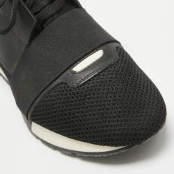 Balenciaga Black Leather and Mesh Race Runner Lace Up Sneakers Size 39