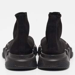 Pre Owned Balenciaga Black Fabric Speed Trainer High Top Sneakers Size 39
