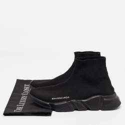 Pre Owned Balenciaga Black Fabric Speed Trainer High Top Sneakers Size 39