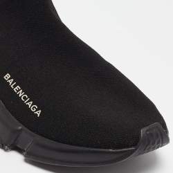 Pre Owned Balenciaga Black Fabric Speed Trainer High Top Sneakers Size 39