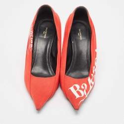 مملوكة مسبقًا حذاء كعب عالي بالنسياغا نيف قماش وشعار باللون الأحمر والأسود جلد مقاس 40